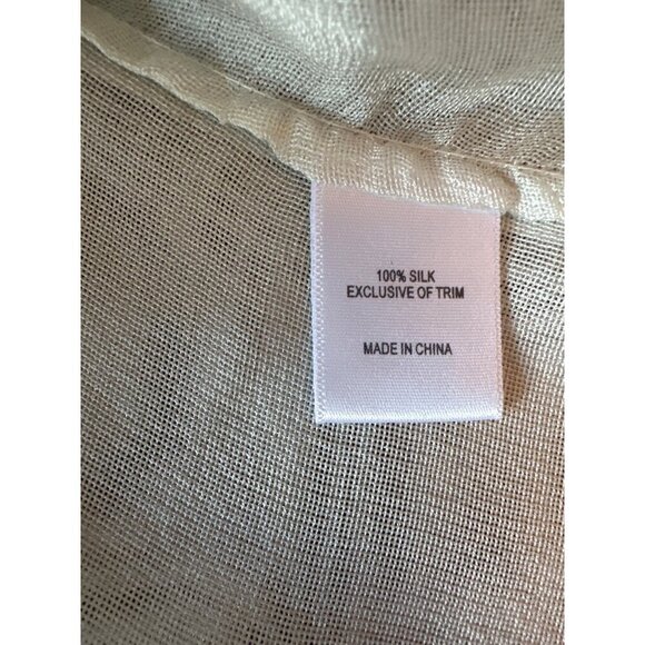 Pencey Womens Ruffle Silk Tank Top In Cream Size L Classic Career Work - Picture 4 of 6